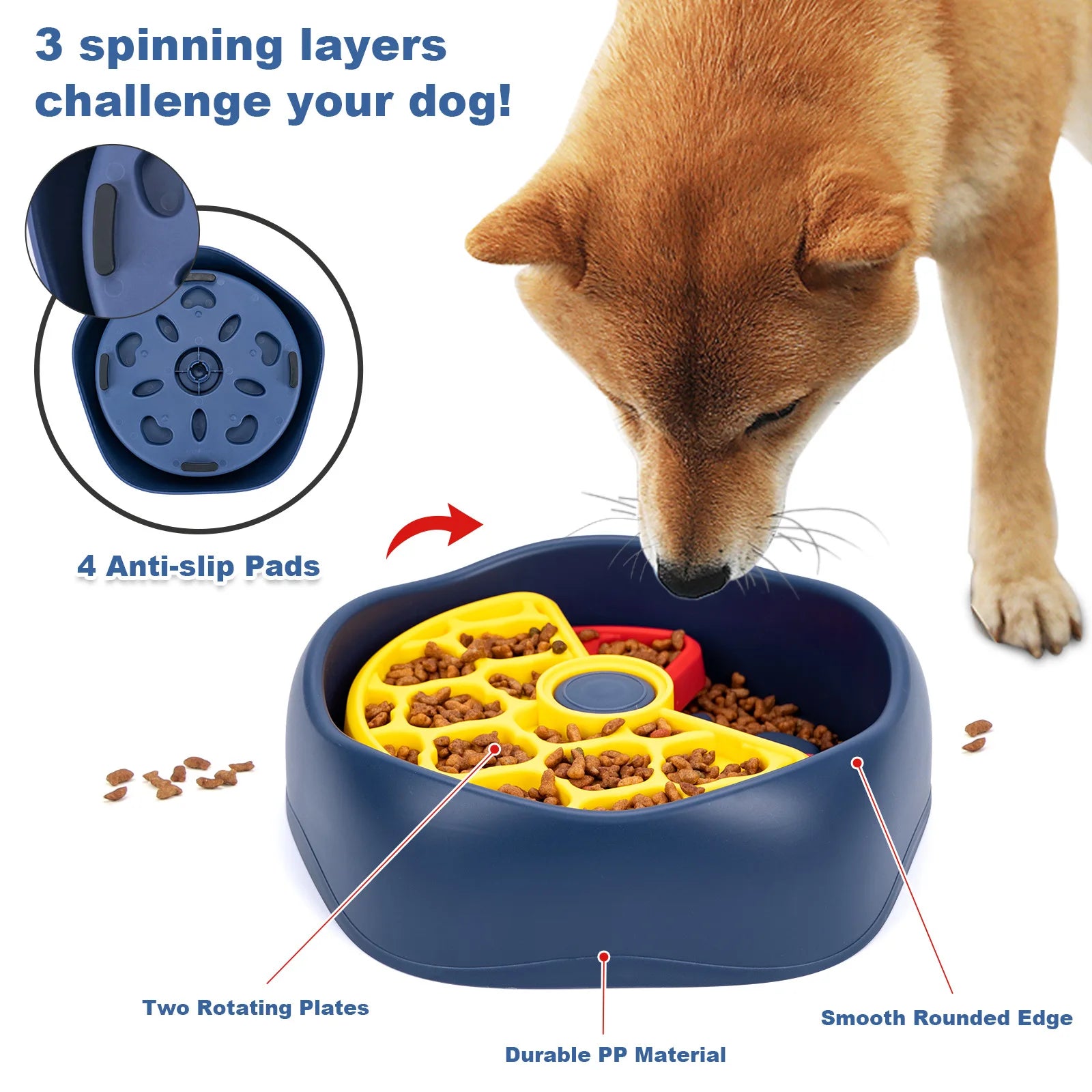 3-Layer Rotating Puzzle Pet Feeder