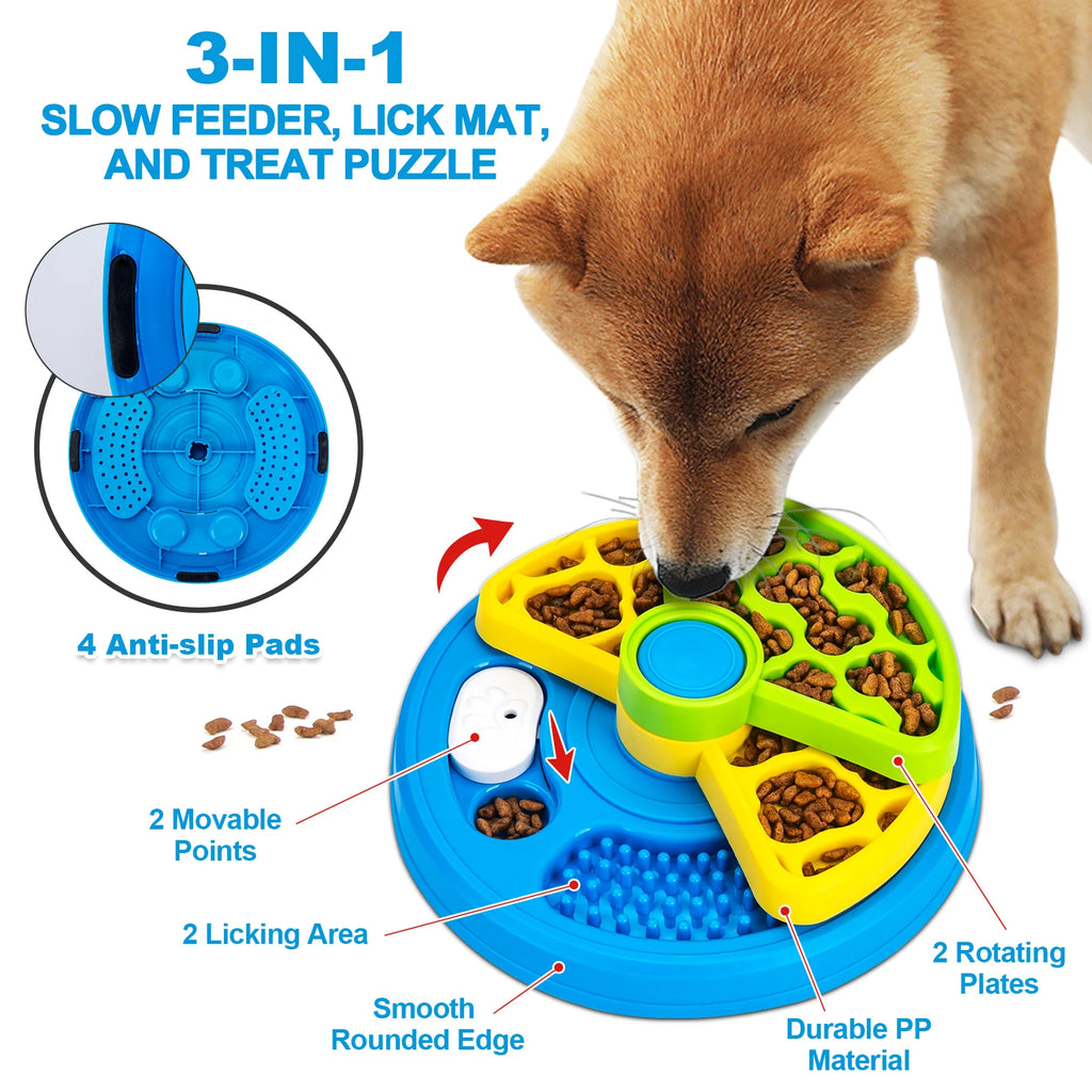 3-Layer Detachable Dog Slow Feeder Puzzle Bowl