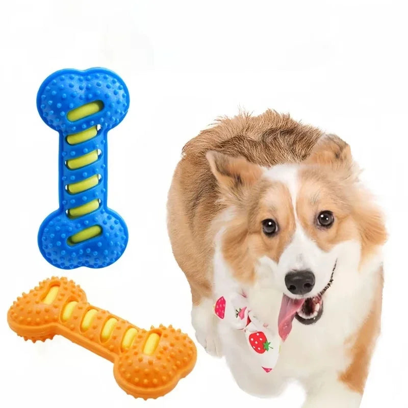 Durable Rubber Dog Chew Toy – Interactive Squeaky Bone