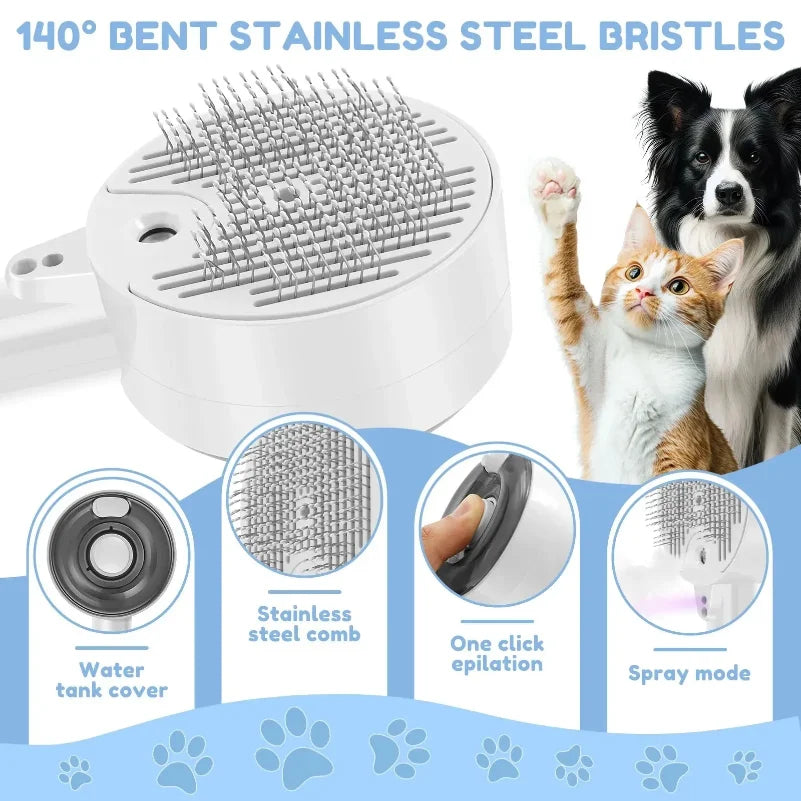 3-in-1 Electric Pet Steam Grooming Brush