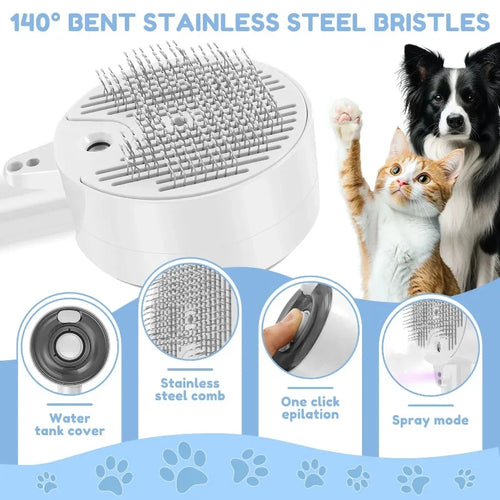 3-in-1 Electric Pet Steam Grooming Brush