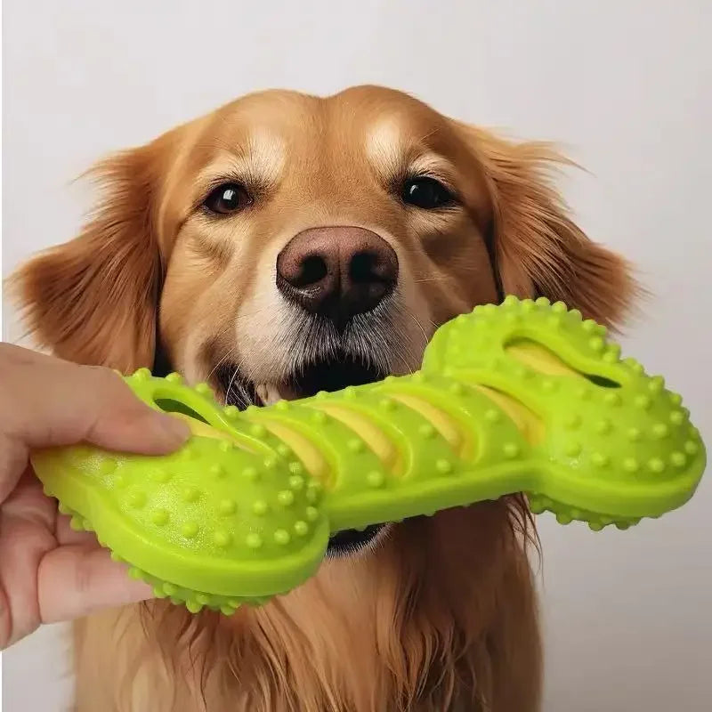 Durable Rubber Dog Chew Toy – Interactive Squeaky Bone