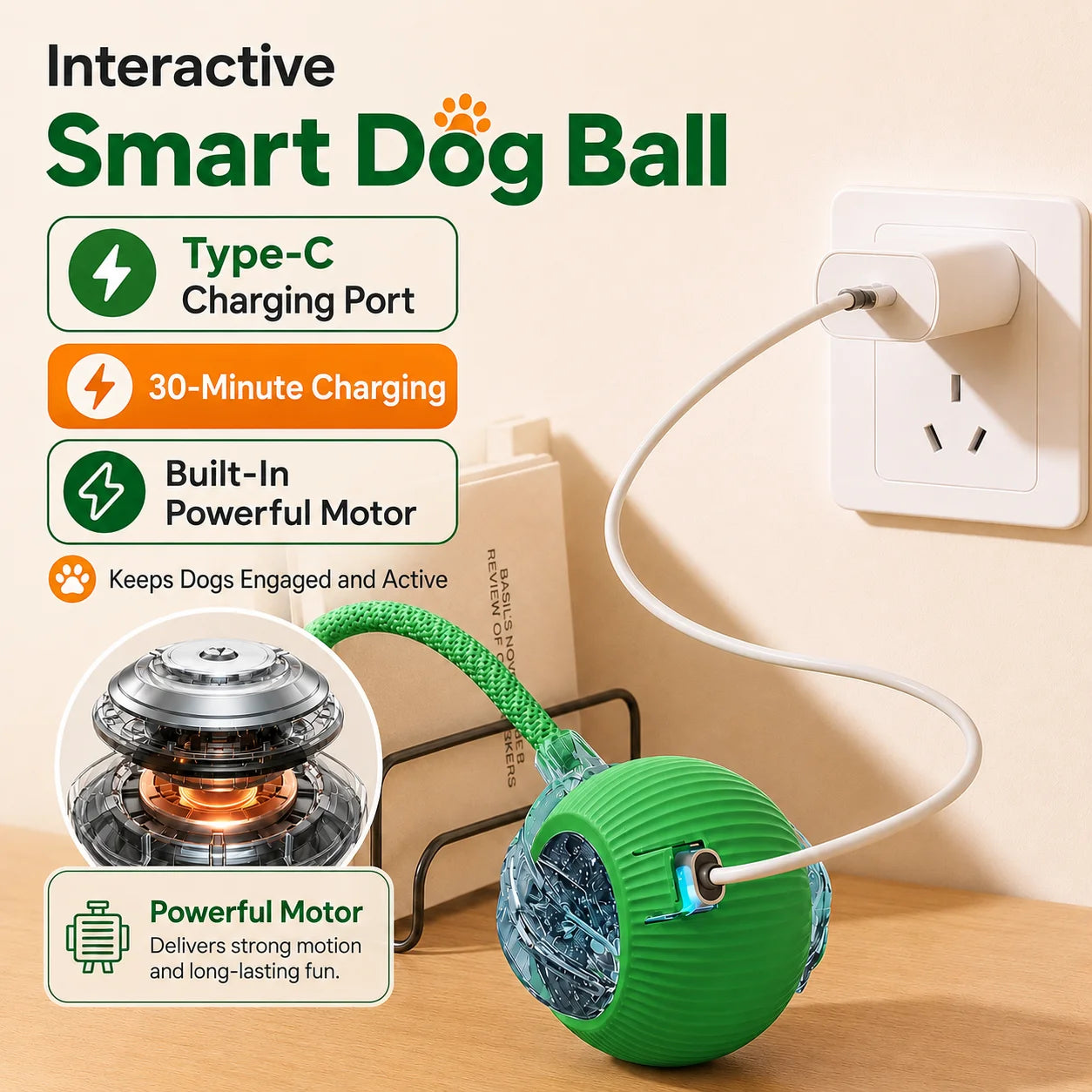 Smart Automatic Rolling Dog Ball – Rechargeable Interactive Toy
