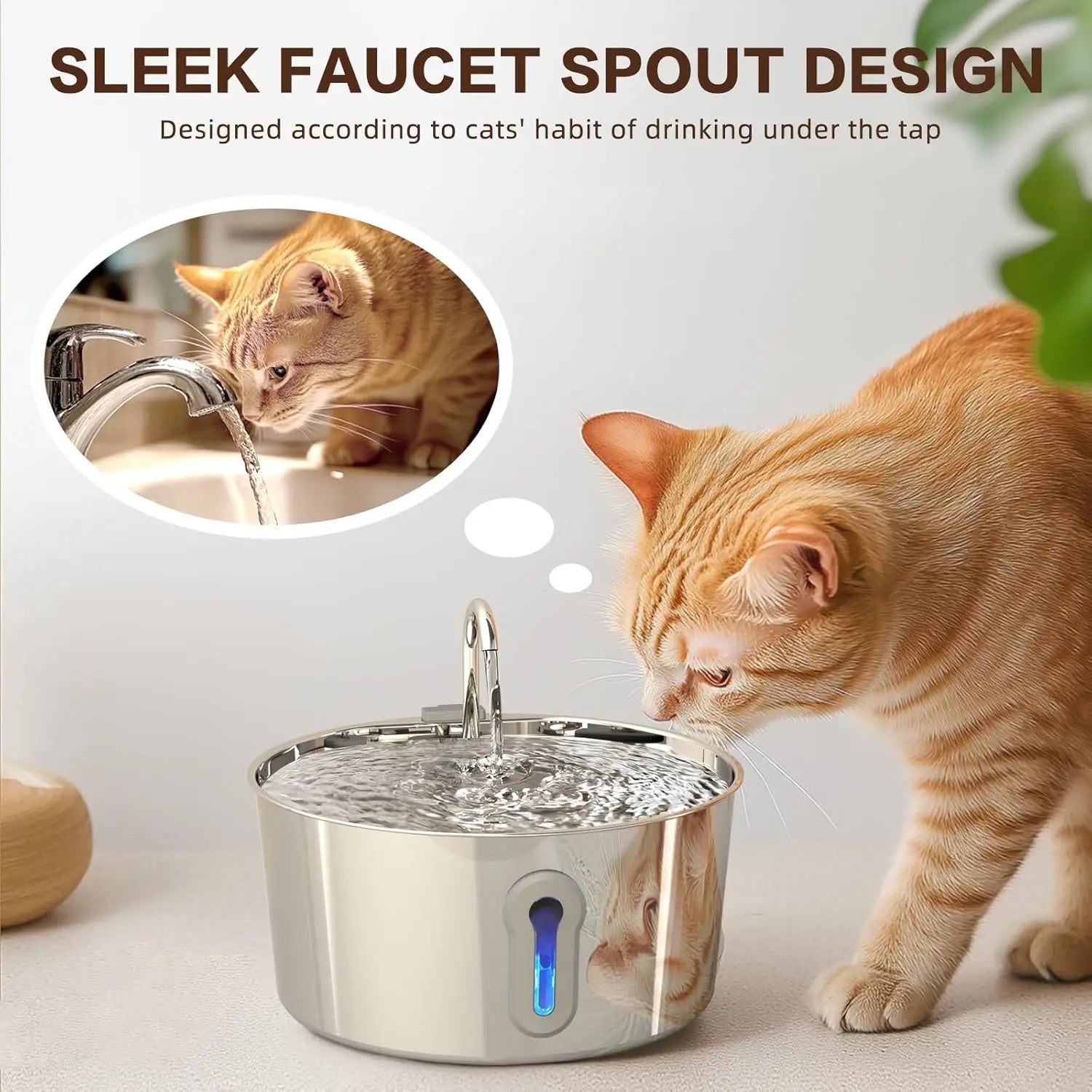 Stainless Steel Pet Water Fountain 4L