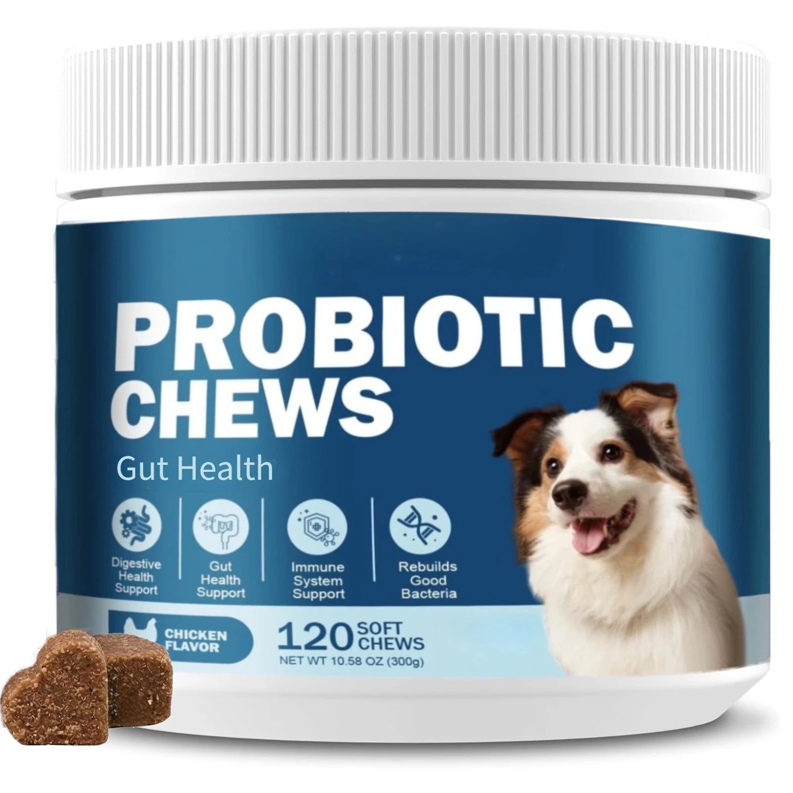 Dog Probiotics 120 Chews – Gut Health & Immune Support