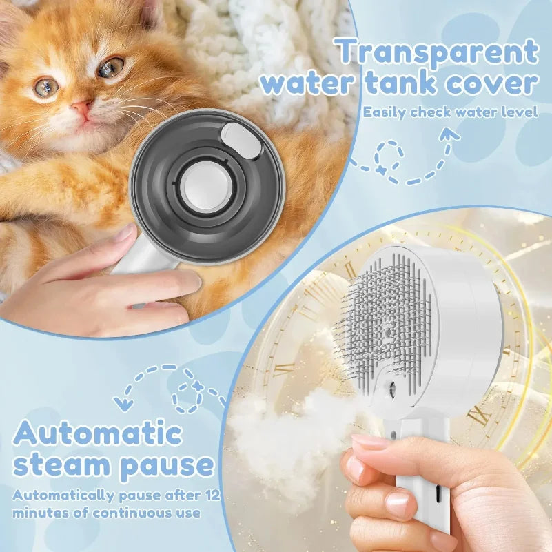 3-in-1 Electric Pet Steam Grooming Brush