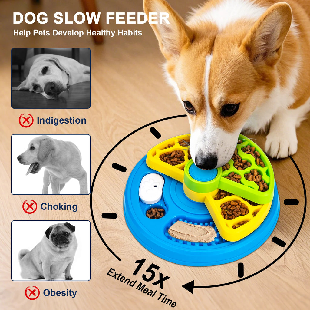 3-Layer Detachable Dog Slow Feeder Puzzle Bowl
