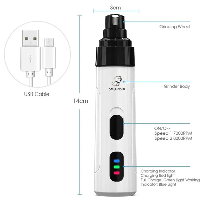 🏆 USB Rechargeable Dog Nail Grinder