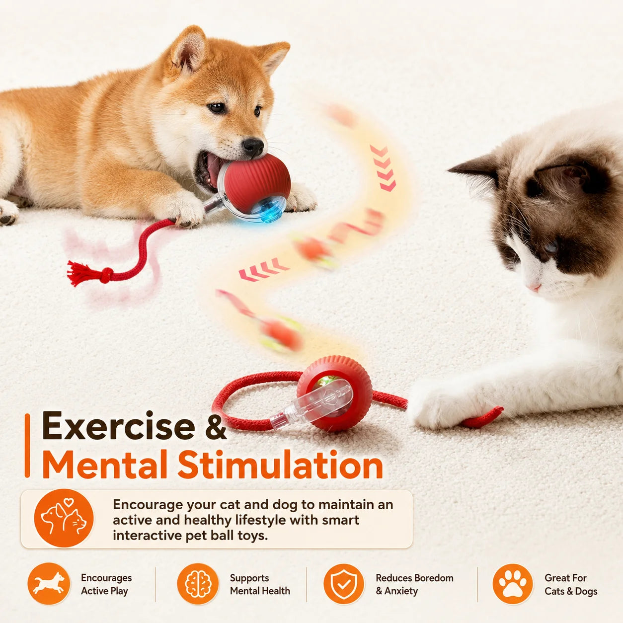 Smart Automatic Rolling Dog Ball – Rechargeable Interactive Toy