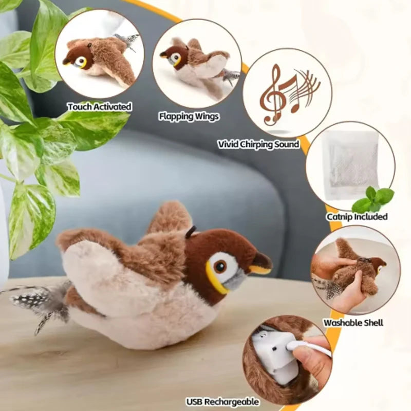 Interactive Rechargeable Chirping Bird Cat Toy