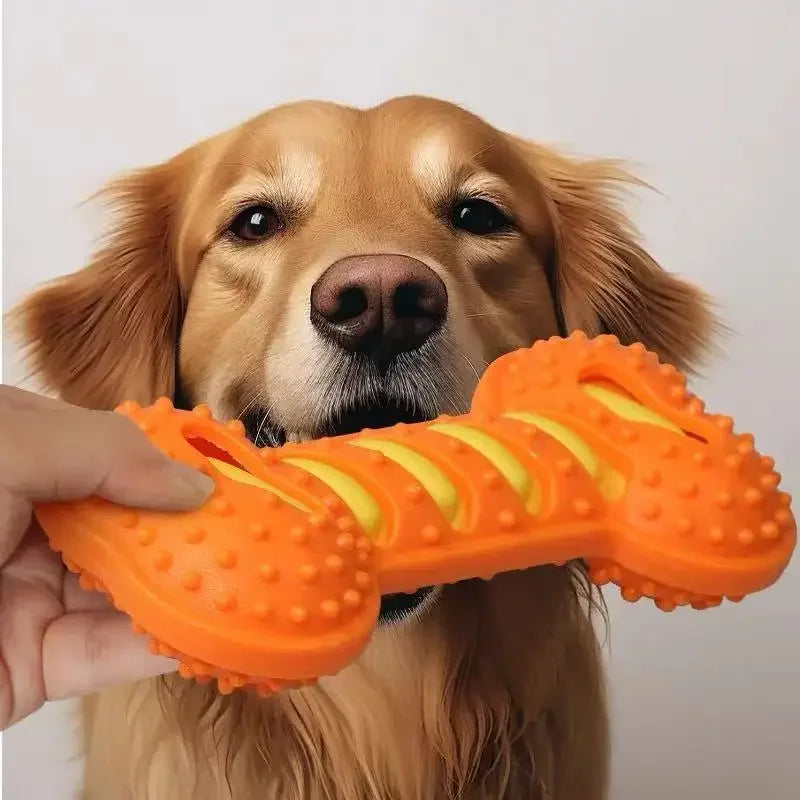 Durable Rubber Dog Chew Toy – Interactive Squeaky Bone